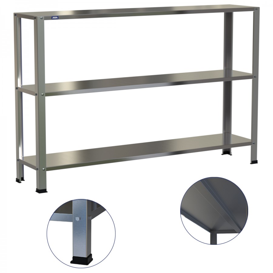 Estante Armário Prateleira Inox 3 Bandejas 300 X 1400 Aisa